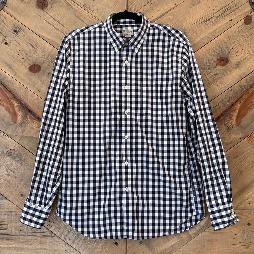 J. Crew Gingham Button Down M - image 4